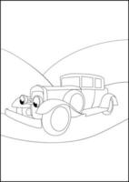 páginas para colorear de coches retro, páginas para colorear de automóviles simples para niños.