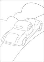 Retro Cars coloring pages, Simple automobile coloring pages for kids. vector
