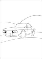 Retro Cars coloring pages, Simple automobile coloring pages for kids. vector