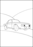 Retro Cars coloring pages, Simple automobile coloring pages for kids. vector