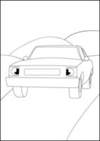 Retro Cars coloring pages, Simple automobile coloring pages for kids. vector