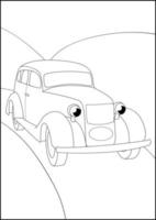 páginas para colorear de coches retro, páginas para colorear de automóviles simples para niños. vector