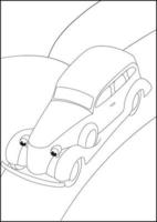 páginas para colorear de coches retro, páginas para colorear de automóviles simples para niños. vector