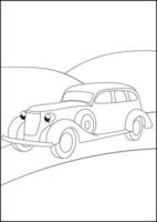 páginas para colorear de coches retro, páginas para colorear de automóviles simples para niños. vector