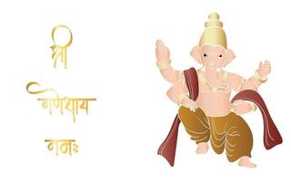 Hand drawn Ganpati vector illustration, happy Ganesh chaturthi.