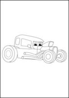 páginas para colorear para niños: divertidas y divertidas páginas para colorear de vehículos para niños. vector