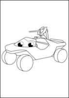 páginas para colorear para niños: divertidas y divertidas páginas para colorear de vehículos para niños. vector