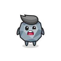 the shocked face of the cute stone mascot vector