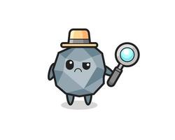 the mascot of cute stone as a detective vector