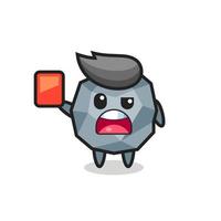 stone cute mascot as referee giving a red card vector