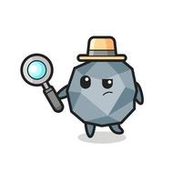 personaje de detective de piedra está analizando un caso vector