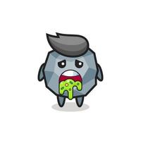 the cute stone character with puke vector