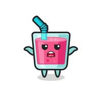strawberry juice mascot character saying I do not know vector