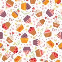 Pattern with sweets cupcakes. For birthday party vector