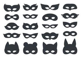 Black carnaval silhouette mask set on white vector
