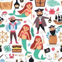 Seamless pattern retro pirates background for baby vector