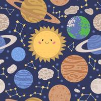 Seamless pattern cute space background for baby vector