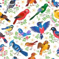 Seamless forest bird pattern background for kids vector