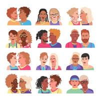 Set of modern LGBT couple avatars. Vector