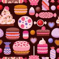 Valentine day sweet pattern with different cupcake vector