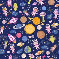 Seamless pattern cute space background for baby vector