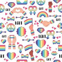 Seamless pattern with rainbow LGBT rights symbols vector