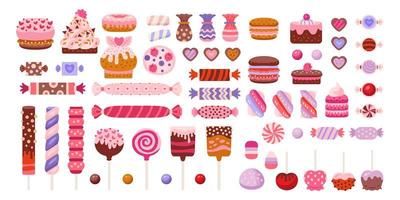 Valentine day sweets set isolated in white vector