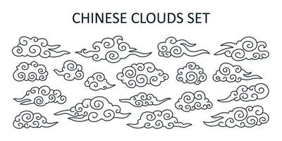 Asian cloud set. Vector collection of clouds in Chinese style