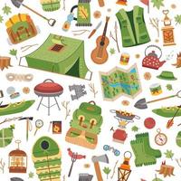 Camping equipment pattern. A vector tourist theme.