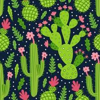 A Childish bright cartoon cactus vector pattern