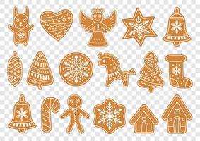 Set of gingerbread christmas cookies. Vector illustration.