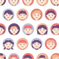 Teens and kids various avatar seamless pattern vector