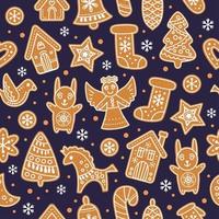 Gingerbread gingerbread cookies pattern. Christmas seamless vector