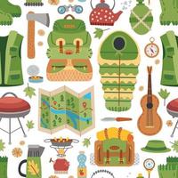 Camping equipment pattern. A vector tourist theme.