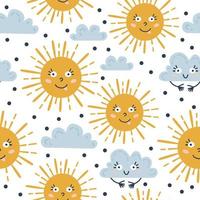 Seamless weather pattern. Vector illustration for kids