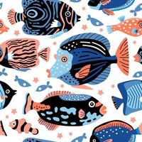 Childish marine kids pattern with underwater animals vector