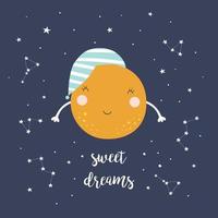 dulces sueños con el concepto de diseño de luna. impresión infantil vector