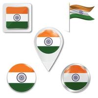 Set of icons of the national flag of India vector