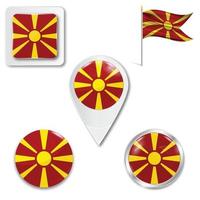 Set of icons of the national flag of Macedonia vector