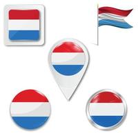 Set of icons of the national flag of Luxembourg vector