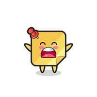 cute sticky notes mascot with a yawn expression vector