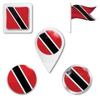 Set of icons of the national flag of Trinidad and Tobago vector