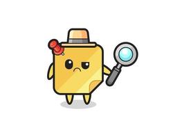 the mascot of cute sticky notes as a detective vector