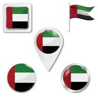 Set of icons of the national flag of UAE vector