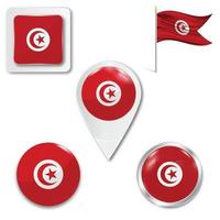 Set of icons of the national flag of Tunisia vector