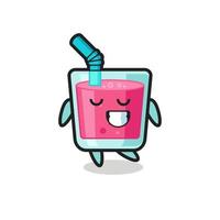 strawberry juice cartoon illustration with a shy expression vector