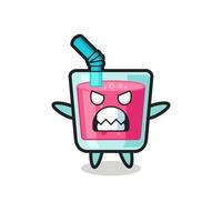 wrathful expression of the strawberry juice mascot character vector