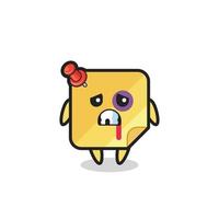 injured sticky notes character with a bruised face vector