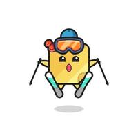 sticky notes mascot character as a ski player vector