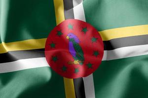 3D rendering illustration closeup flag of Dominica. photo